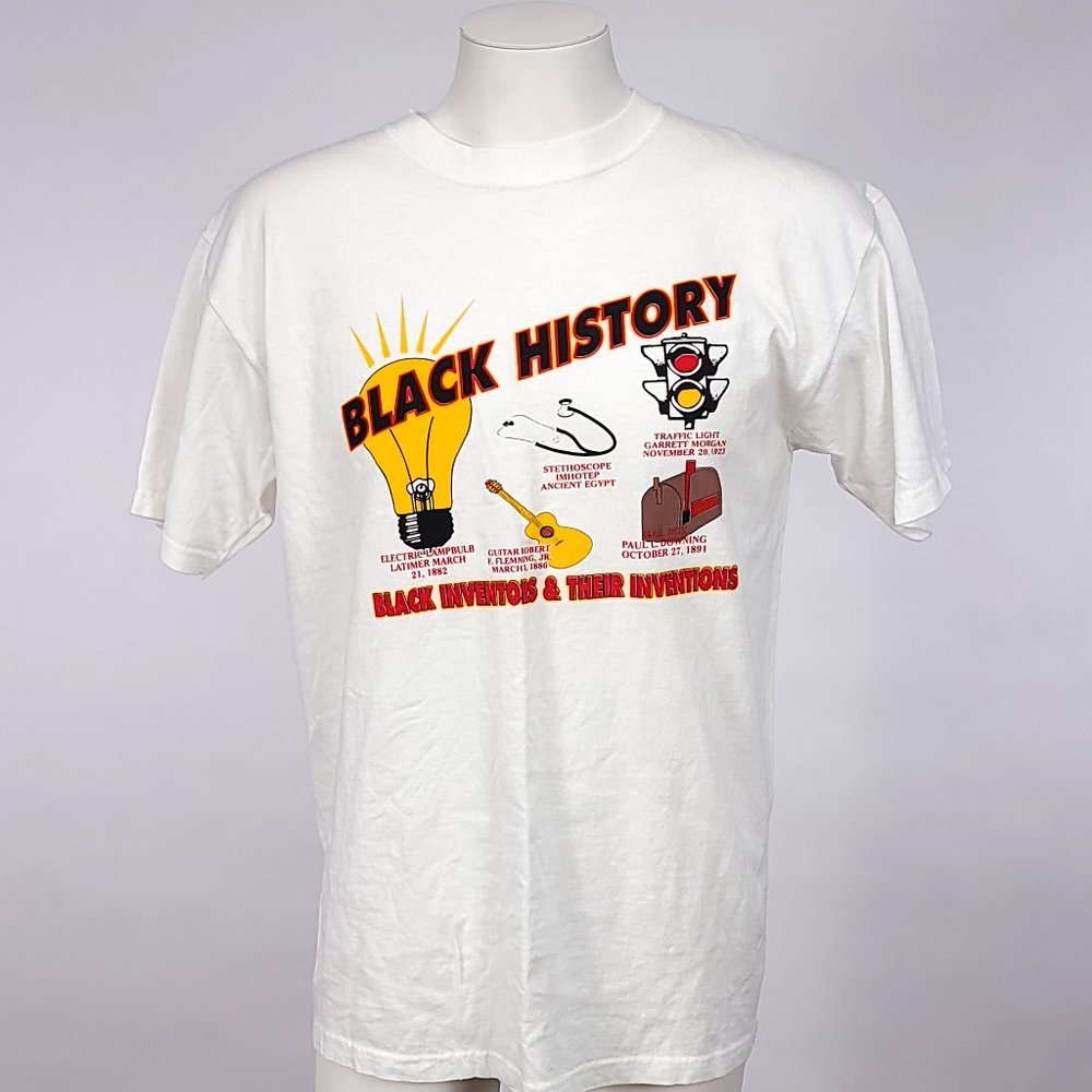 Anvil Black History Inventors‎ and Their Inventions Graphic T-Shirt White Large